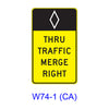 (HOV) THRU TRAFFIC MERGE LEFT (RIGHT) W74-1(CA)