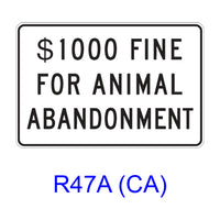 $___ FINE FOR ANIMAL ABANDONMENT R47A(CA)