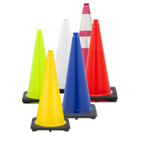 18" Lime PVC Revolution Series Traffic Cone,NIGHT