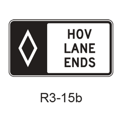 Preferential Lane Ends [HOV symbol] R3-15b
