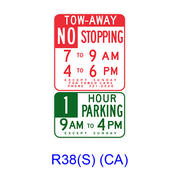 Tow-Away No Stopping/Limited Hour Parking Specific Hours R38(S)(CA)