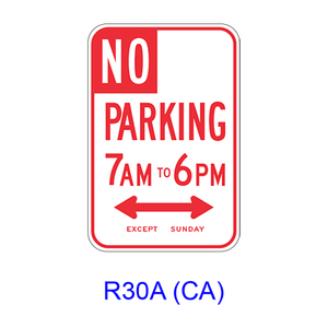 No Parking Specific Hours R30A(CA)