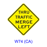 THRU TRAFFIC MERGE LEFT(RIGHT) W74(CA)
