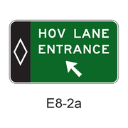 Preferential Lane Entrance Direction (post-mounted) [HOV symbol] E8-2a