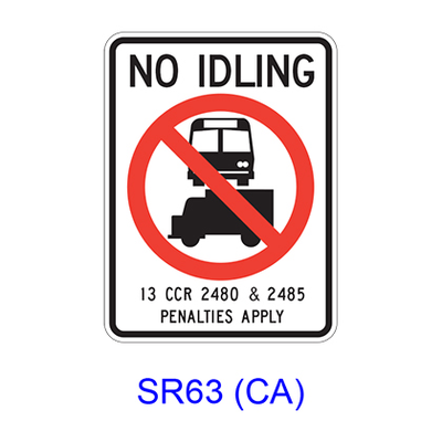 NO IDLING All Buses and Commercial Vehicles [symbol] SR63(CA)