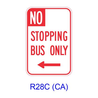 NO STOPPING BUS ONLY w/ arrow R28C(CA)