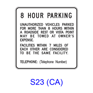 Rest Area/Vista Point _ Hour Parking S23(CA)
