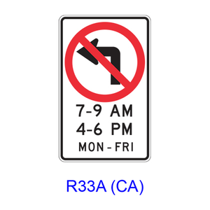No Left Turn Specific Hours R33A(CA)