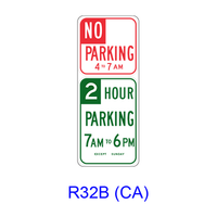 The No Parking/Parking Specific Hours R32B(CA)