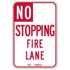 NO STOPPING FIRE LANE EG 12X18