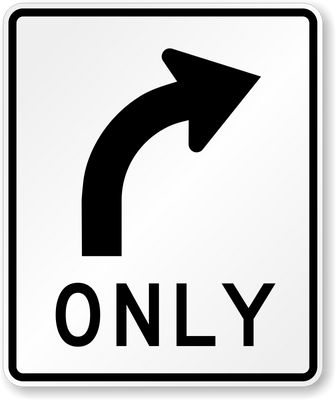 RIGHT TURN ONLY SYMBOL EG 18X2