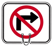 CONE SIGN NO RIGHT TURN