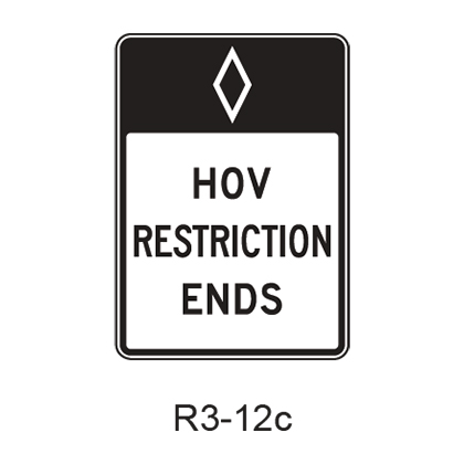 Preferential Lane Ends [HOV symbol] R3-12c