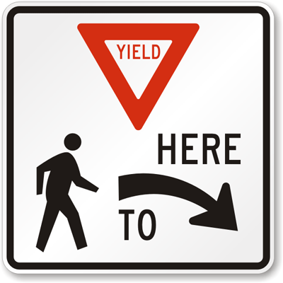 YIELD HERE PED RIGHT HI 30