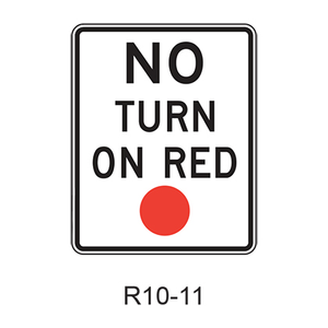 NO TURN ON RED [red symbol] R10-11