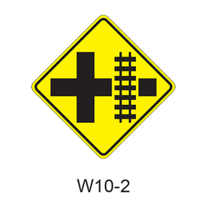 TRAIN CROSSING AND INTERSECTION ADVANCE WARNING W10-2