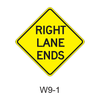 RIGHT LANE ENDS W9-1