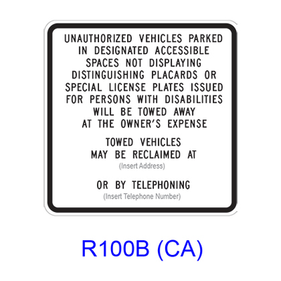 Disabled Tow-Away R100B(CA)
