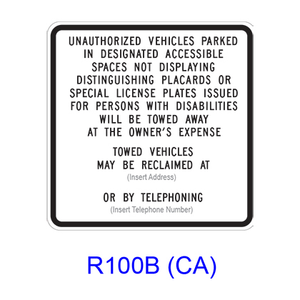Disabled Tow-Away R100B(CA)