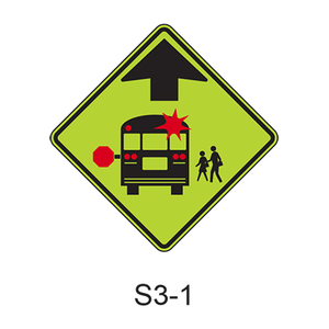 School Bus Stop Ahead [symbol] S3-1