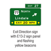 Exit Direction Advisory Speed w/ flashing yellow beacons E13-2A