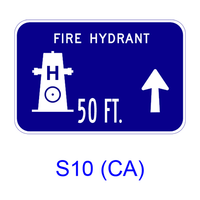 Fire Hydrant w/ dist & arrow [symbol] S10(CA)