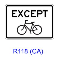 EXCEPT Bicycle [plaque/symbol] R118(CA)