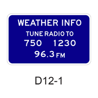 WEATHER INFO TUNE RADIO TO XXX D12-1
