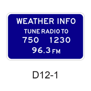 WEATHER INFO TUNE RADIO TO XXX D12-1