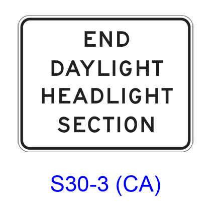 END DAYLIGHT HEADLIGHT SECTION S30-3(CA)
