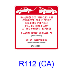 Electric Vehicle Charging Station Tow-Away [symbol] R112(CA)