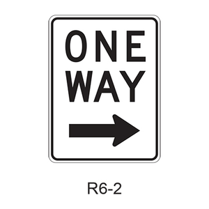 ONE WAY [black on white w/ arrow] R6-2