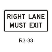 RIGHT (LEFT) LANE MUST EXIT R3-33