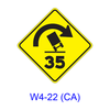 Combination Truck Rollover Warning [symbol] /Advisory Speed W4-22(CA)