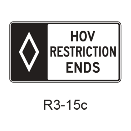 Preferential Lane Ends [HOV symbol] R3-15c