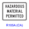 HAZARDOUS MATERIAL PERMITTED R105A(CA)